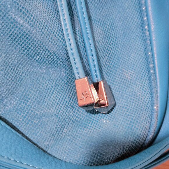 B MAKOWSKY Leather Purse Turquoise Blue Kiss Lock Convertible Crossbody shoulder - Picture 6 of 13